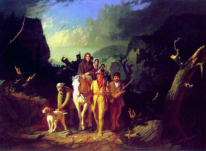 Daniel_Boone_Escorting_Settlers_Through_the_Cumberland_Gap_by_George_Caleb_Bingham_1851-52